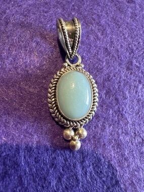 Suarti Bali 925 Sterling Silver Jade Pendant BA Indonesia 6.91g 1.5” EUC